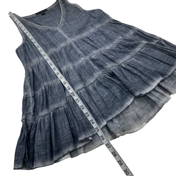 American Eagle Sleeveless Tiered V-Neck Tunic Top SZ S Dyed Gray Cotton Blend - Picture 6 of 9